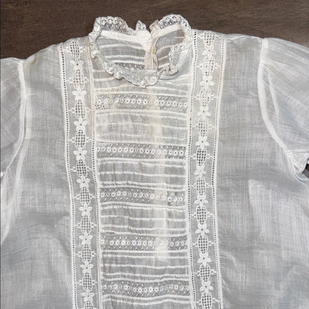 Antique Edwardian Christening Gown Hand Embroidered Lace Heirloom Gown - Picture 3 of 9